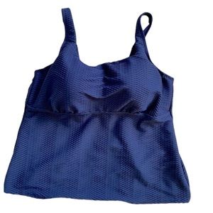 LANDS’ END Plus size 20W blue tankini top underwire bra thick straps NWT